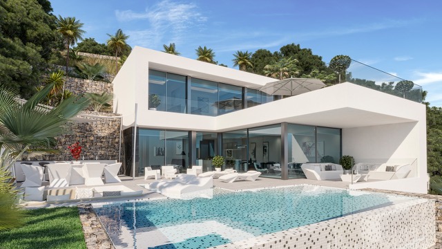Project van moderne villa met prachtig uitzicht op zee in Calpe