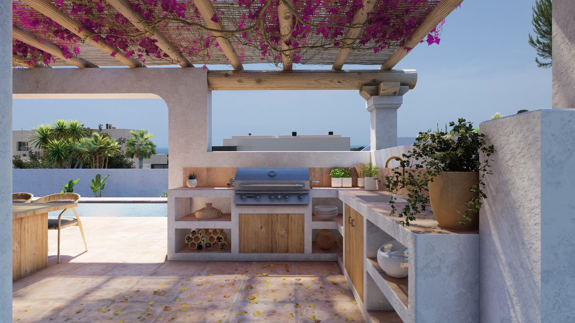 Modern Ibiza style villa in Moraira with sea views for sale